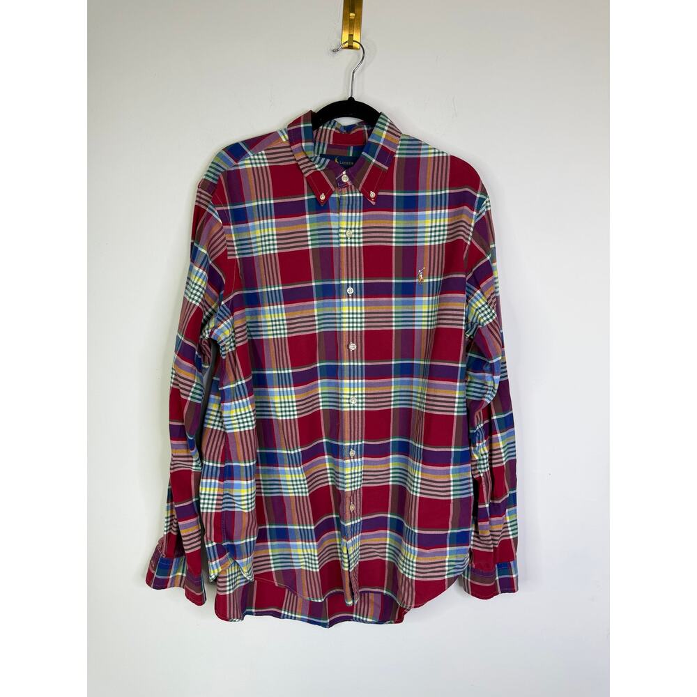 Ralph Lauren Plaid Long Sleeve Button Down Polo Size XL
